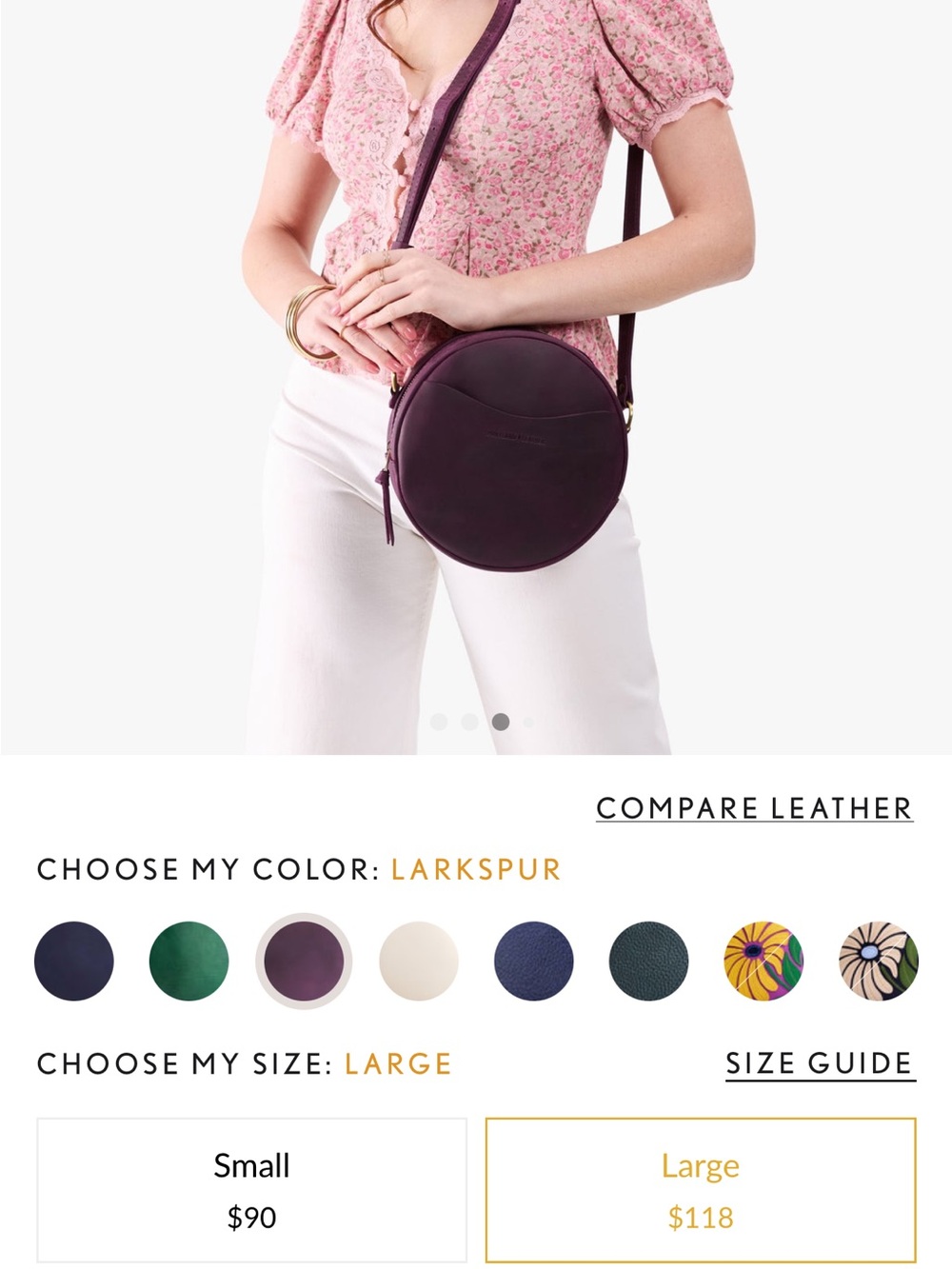 Portland Leather Large Circle Crossbody Bag in Larkspur BNNU - Picture 10 of 11